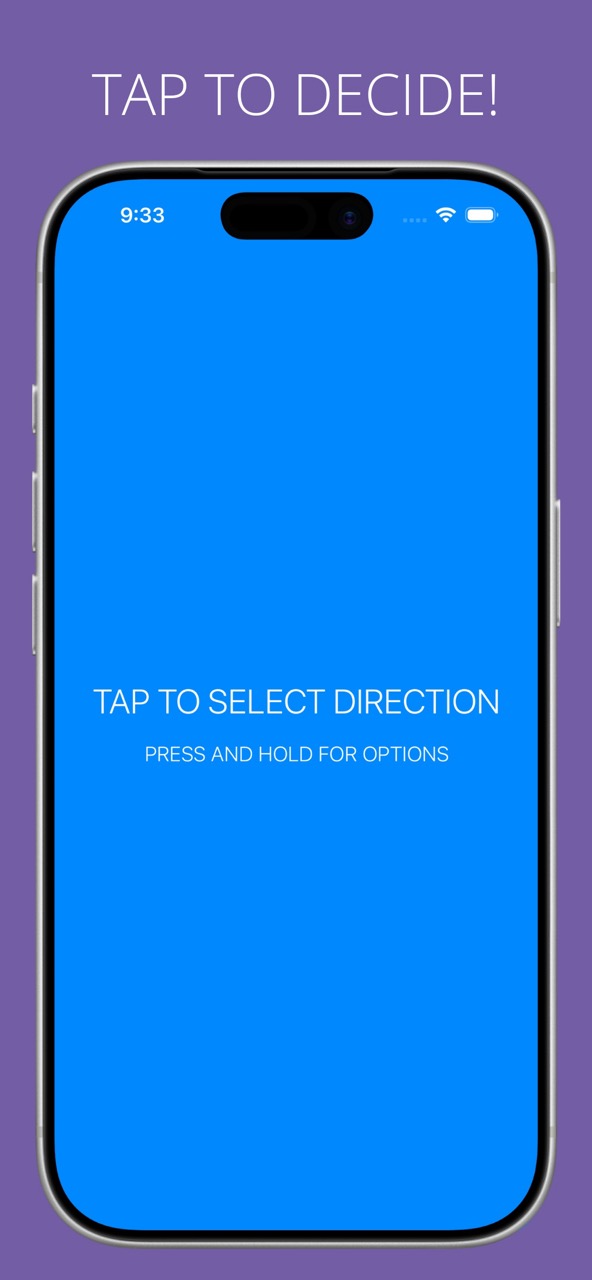 Randomizer on iPhone — tap the screen to select a random direction